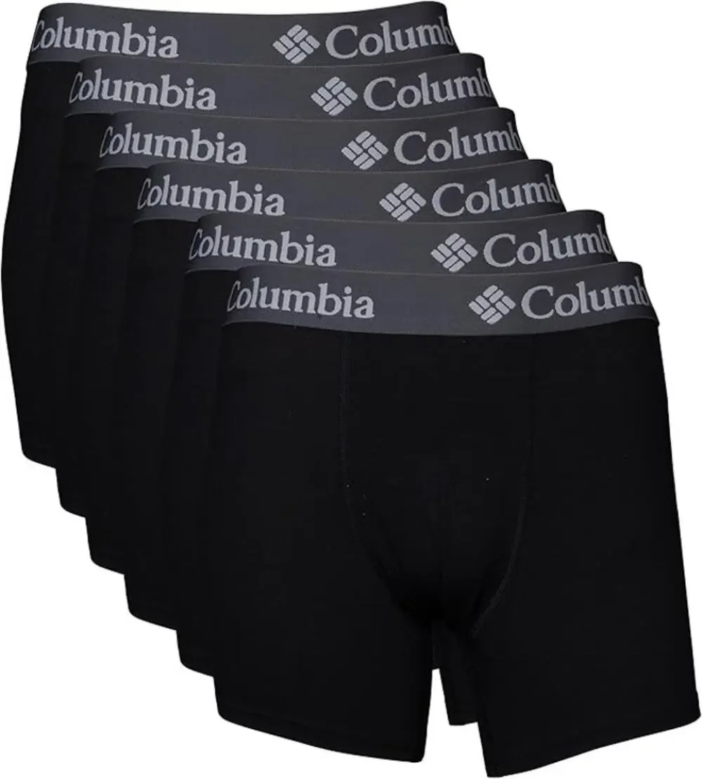 Columbia Men's XL Black 6 Pack Performance Stretch Boxer Briefs G7-2